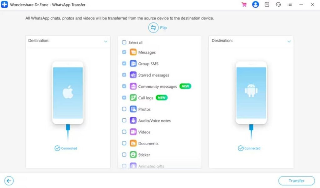 choose whatsapp data
