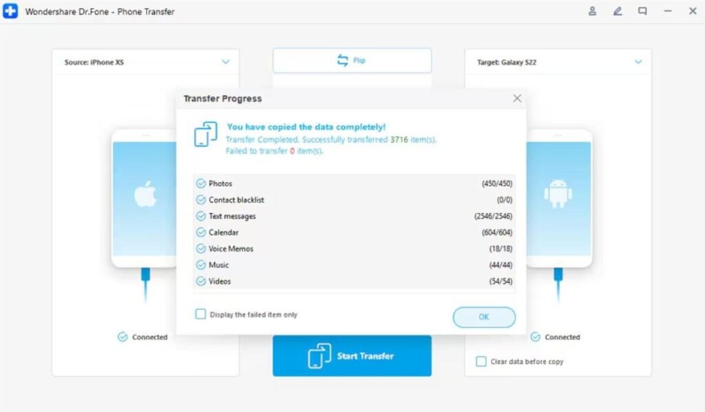 start phone data transfer